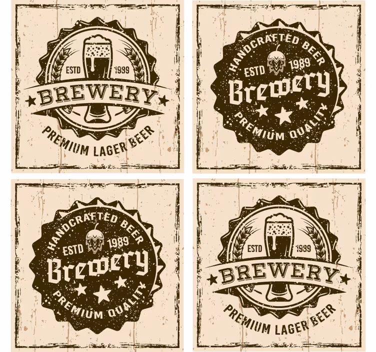 Dessous de verre bière design badge brasserie vintage - TenStickers