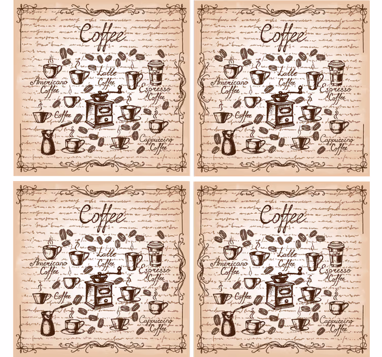 Dessous de verre personnalisable illustration des cafés - TenStickers