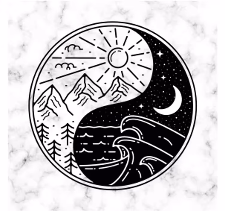 Dessous de verre geek contraste montagne et vague - TenStickers