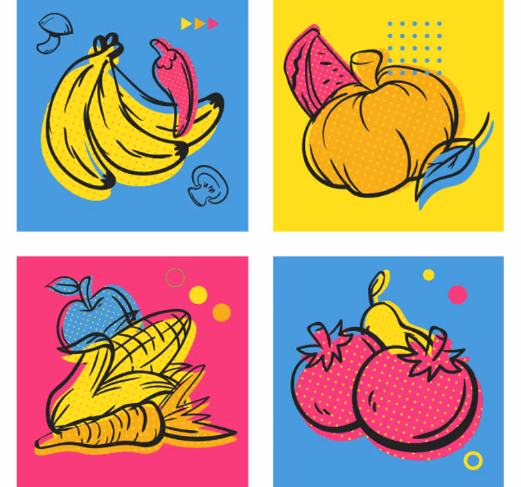 Dessous de verre moderne illustrations de fruits colorés - TenStickers