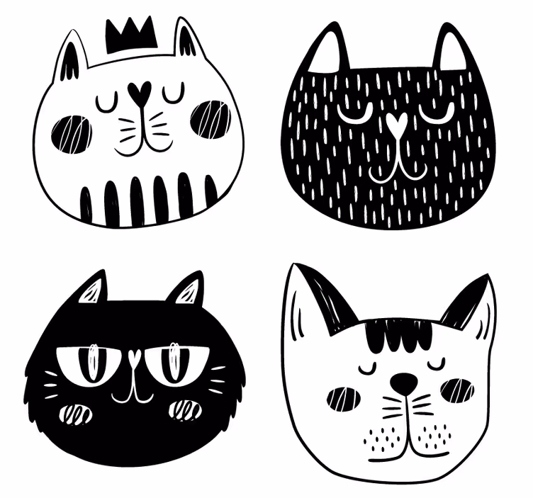 Dessous de verre geek illustrations de chats ludiques - TenStickers