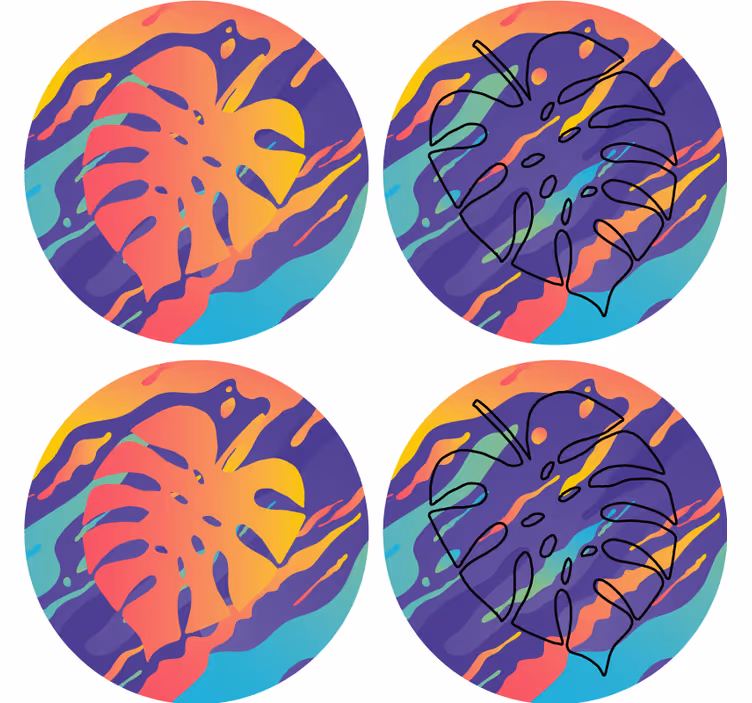Dessous de verre motifs de feuilles colorées - TenStickers