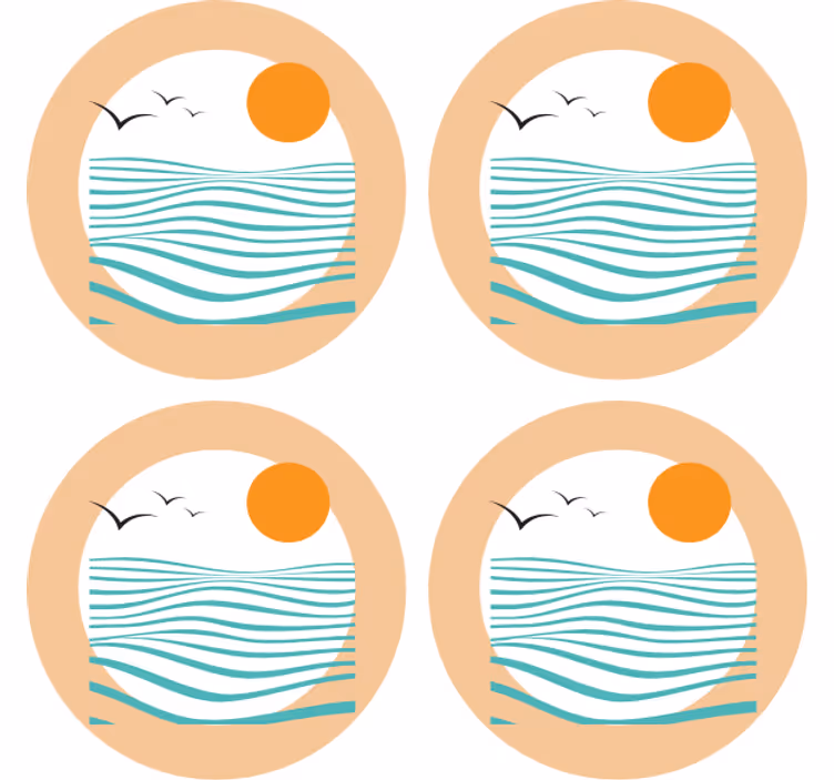 Dessous de verre moderne motif de vagues coucher de soleil - TenStickers