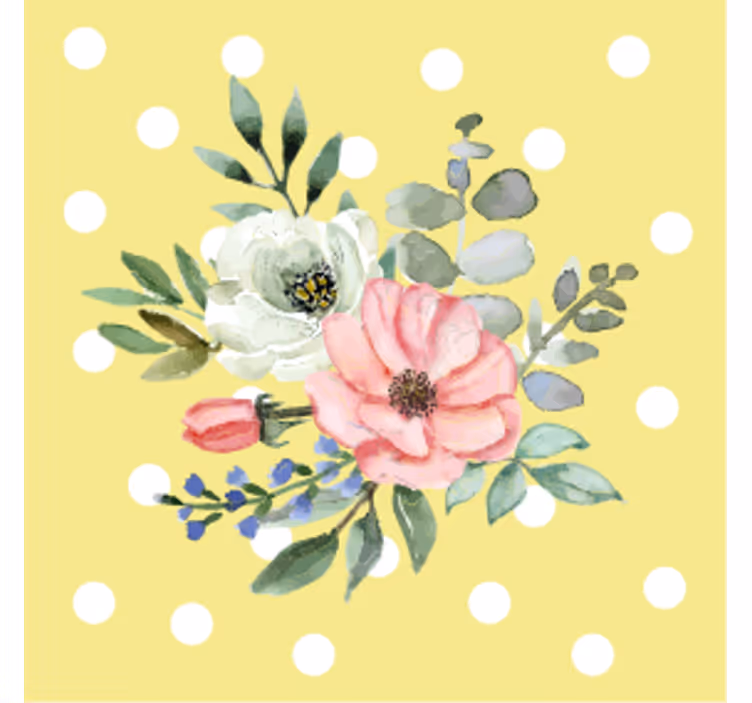 Dessous de verre moderne arrangement floral à pois - TenStickers