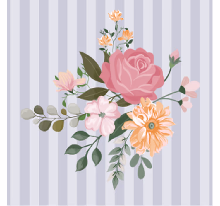Dessous de verre bière motifs rayés floraux - TenStickers