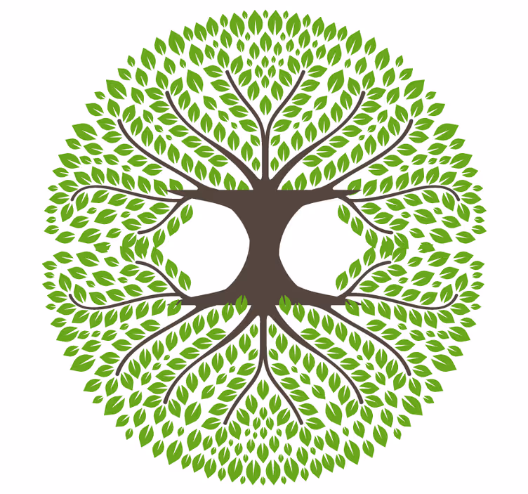 Dessous de verre geek silhouette d'arbre vert luxuriant - TenStickers