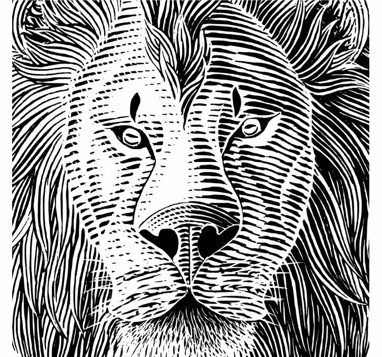 Dessous de verre geek illustration de lion détaillée - TenStickers