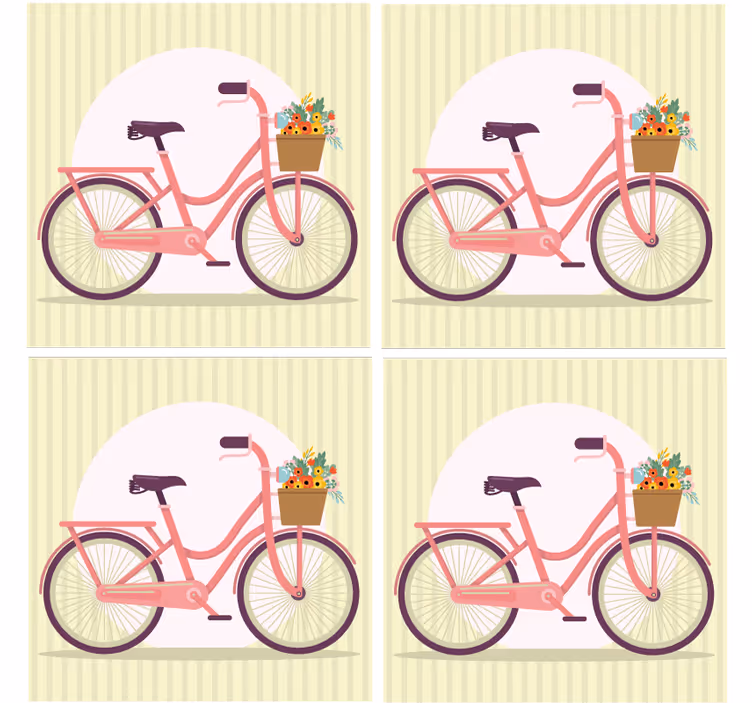Dessous de verre moderne vélo rose avec fleurs - TenStickers