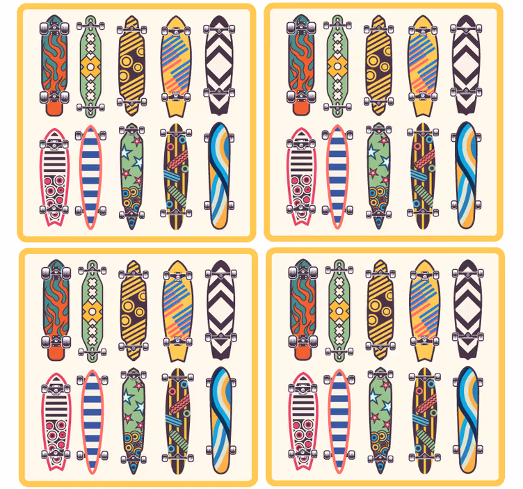 Dessous de verre geek motifs de skateboard colorés - TenStickers