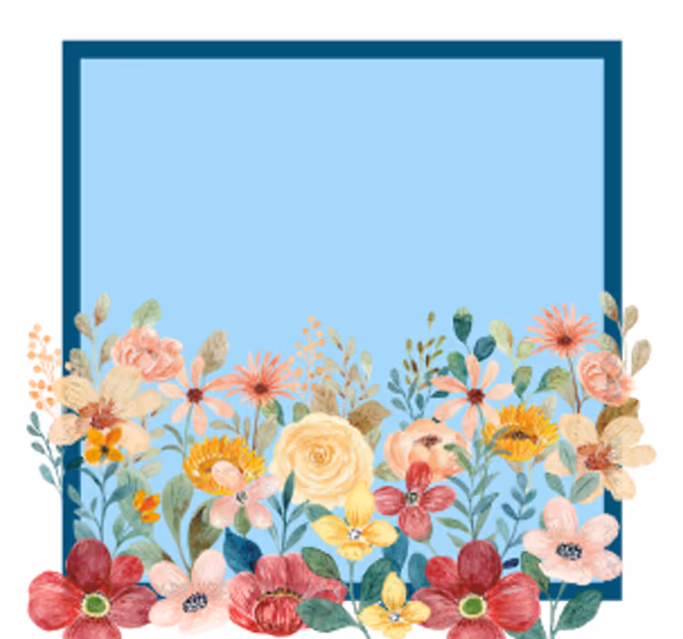 Dessous de verre personnalisable design bord floral - TenStickers