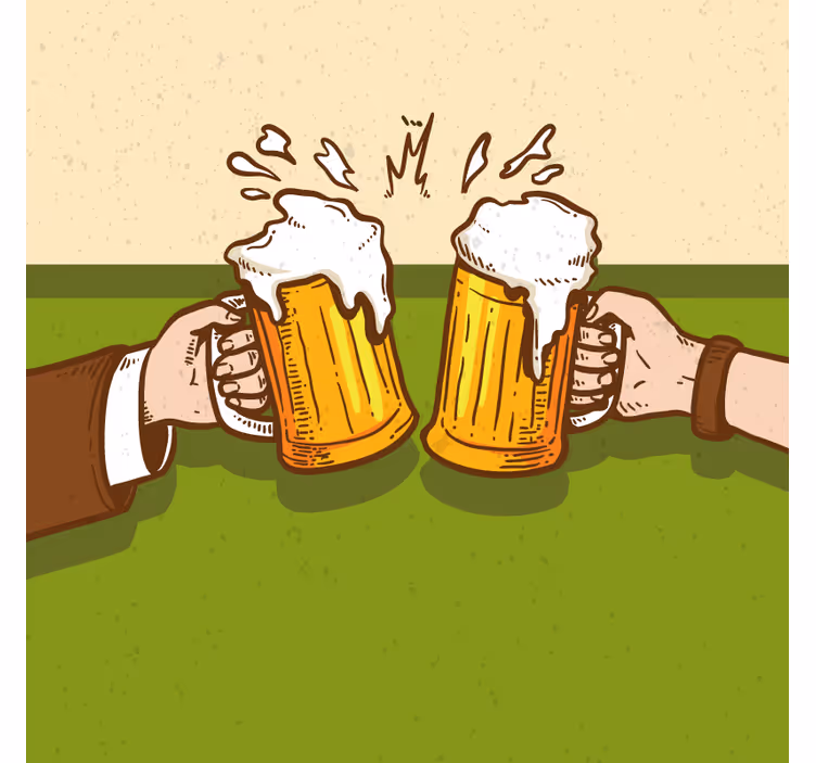 Dessous de verre bière mugs à bière qui s'entrechoquent - TenStickers