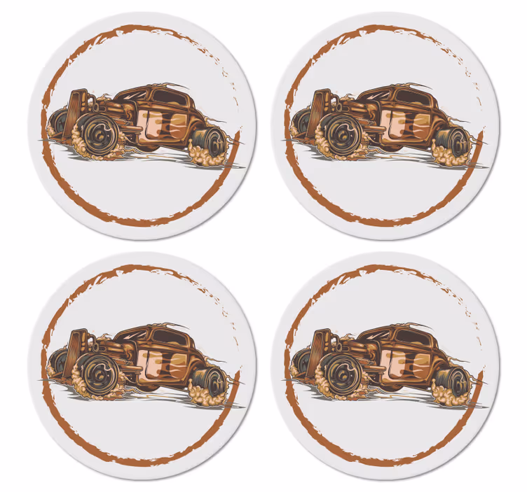 Dessous de verre vintage illustration de voiture de course - TenStickers