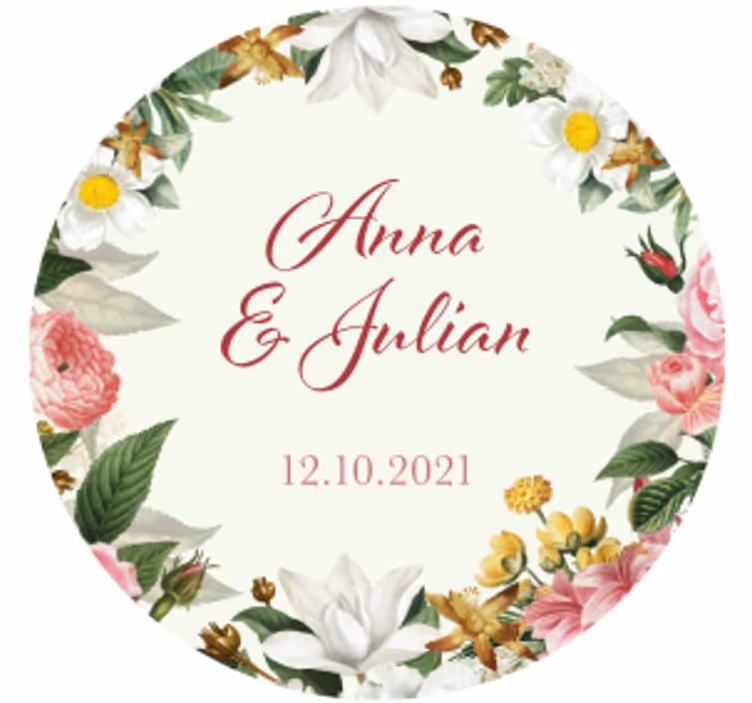 Dessous de verre mariage floral personnalisé - TenStickers