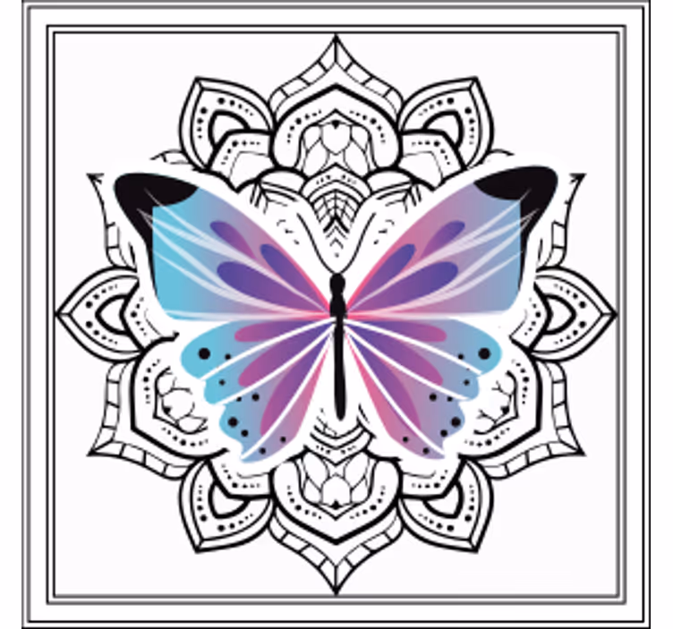 Dessous de verre mandala de papillons colorés - TenStickers