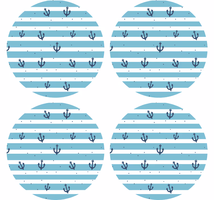 Dessous de verre bière motif ancre rayé nautique - TenStickers