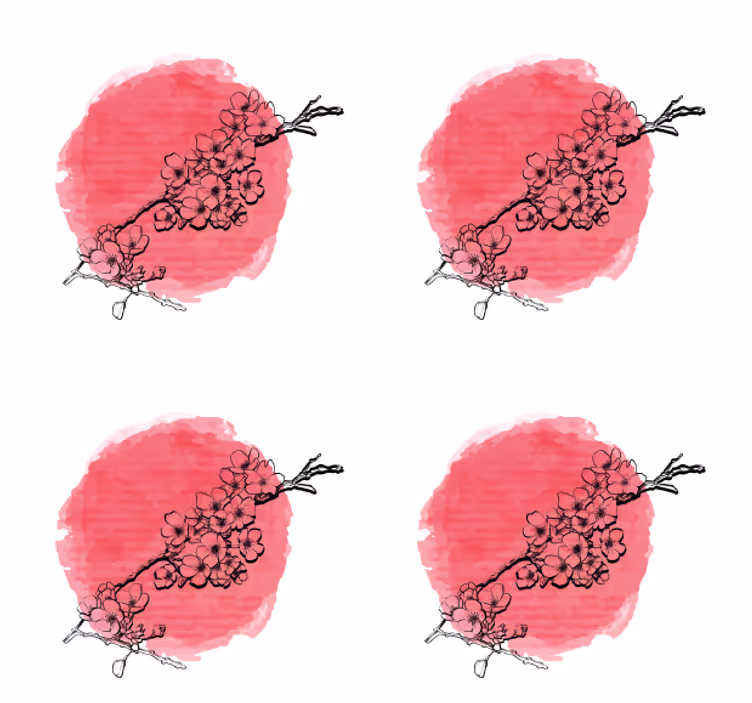 Dessous de verre contour floral sur rose - TenStickers