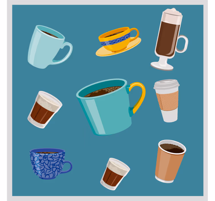 Dessous de verre moderne assortis à divers mugs - TenStickers