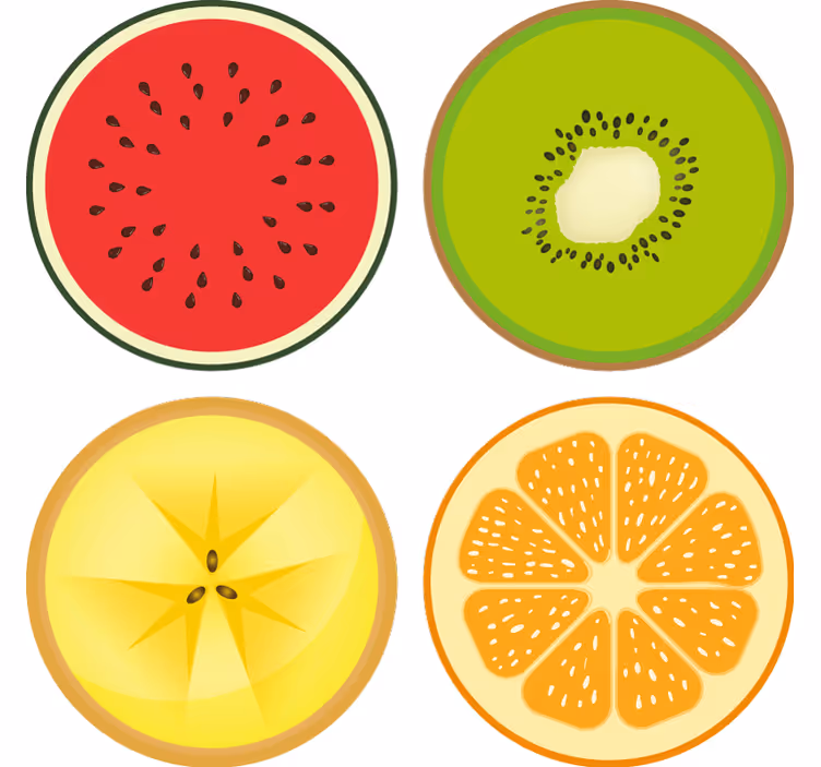 Dessous de verre moderne ensemble de dessous de verre fruits - TenStickers