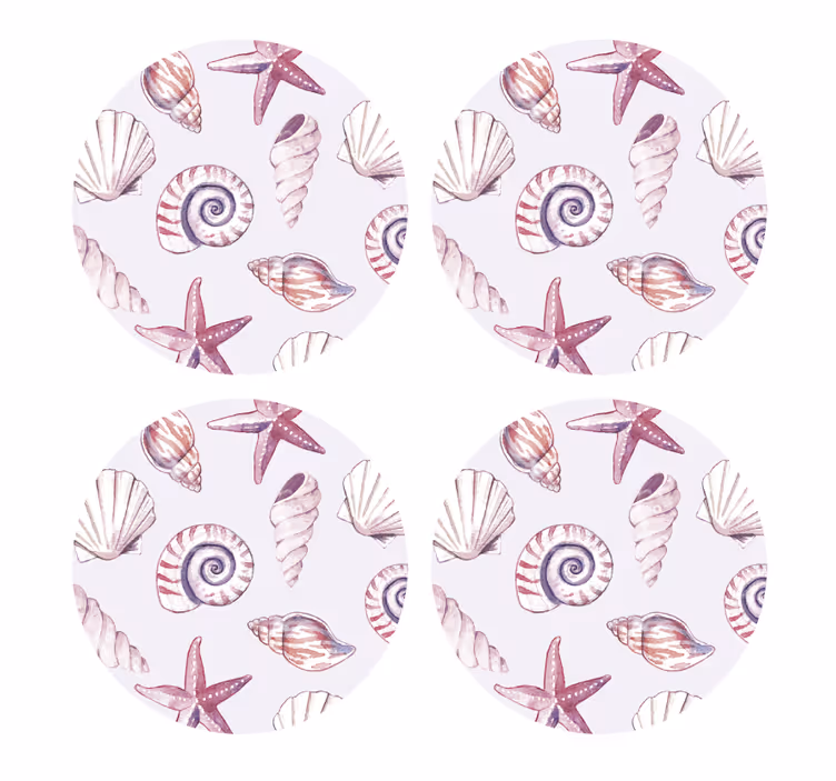 Dessous de verre geek motifs coquillages et étoiles de mer - TenStickers