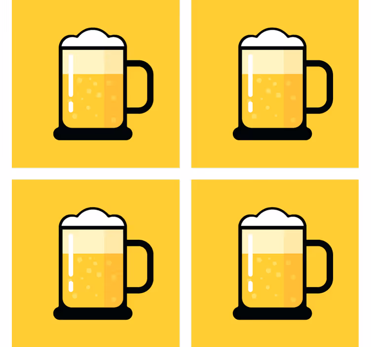 Dessous de verre bière illustration de mug jaune - TenStickers