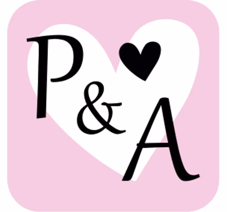 Dessous de verre mariage initiales avec motif cœur - TenStickers
