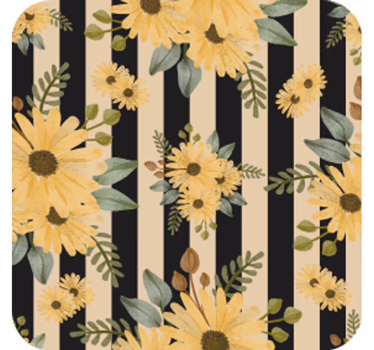 Dessous de verre motif floral rayé - TenStickers