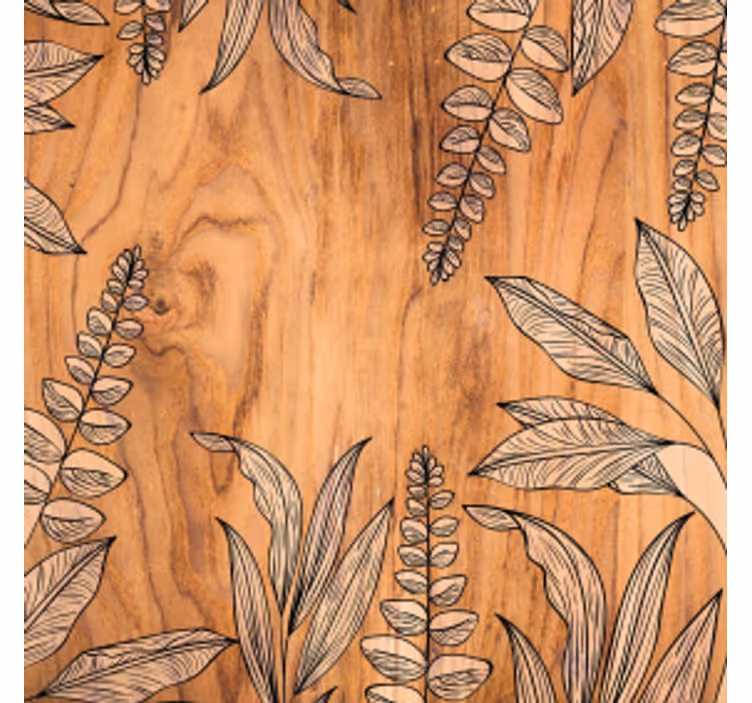 Dessous de verre bois naturel avec contour floral - TenStickers