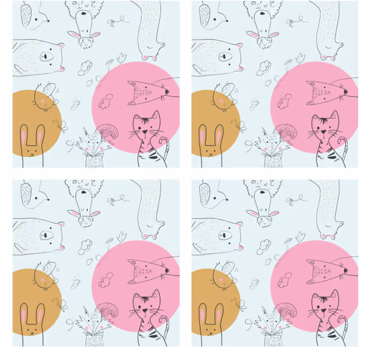 Dessous de verre geek illustrations d'animaux fantaisistes - TenStickers