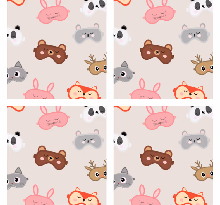 Dessous de verre geek collection visages d'animaux adorables - TenStickers