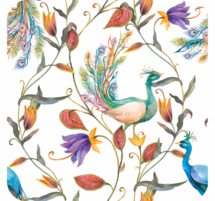 Dessous de verre geek motif floral paon - TenStickers