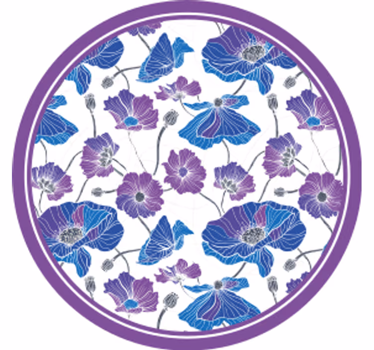 Dessous de verre moderne motif floral avec accents violets - TenStickers