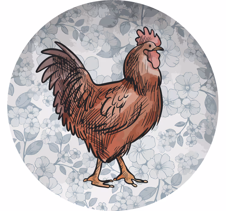 Dessous de verre moderne illustration de poule florale - TenStickers