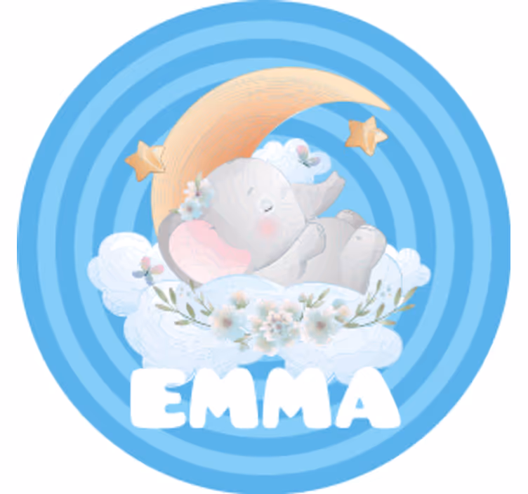 Dessous de verre personnalisable Éléphant lune Étoiles - TenStickers