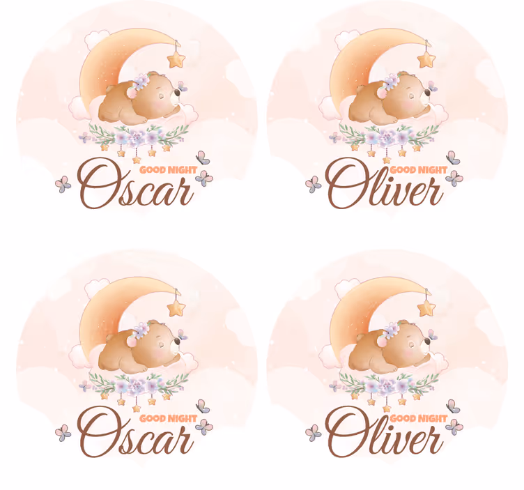 Dessous de verre personnalisable thème ours mignon coucher - TenStickers