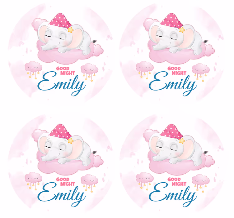 Dessous de verre personnalisable Élément Éléphant endormi - TenStickers