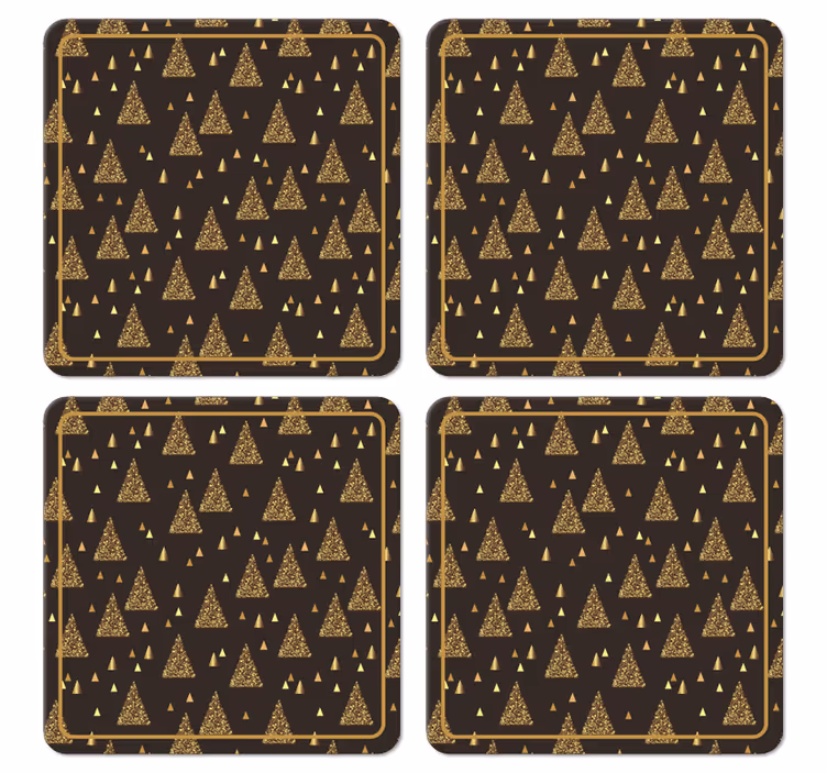 Dessous de verre noel Arbres de noël dorés élégants - TenStickers