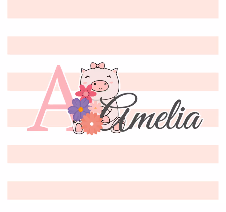 Dessous de verre personnalisable cochon espiègle avec fleurs - TenStickers