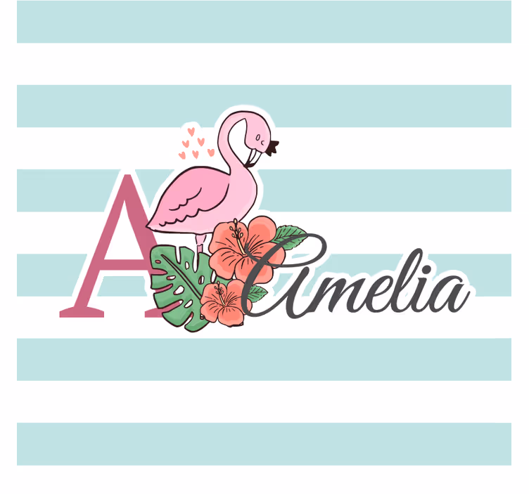 Dessous de verre personnalisable flamant rose floral - TenStickers