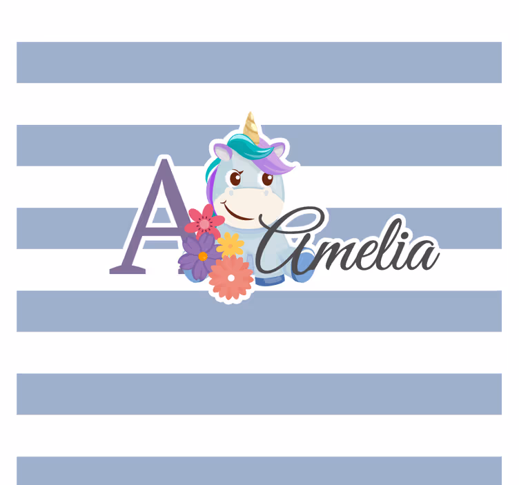 Dessous de verre personnalisable licorne et initiale florale - TenStickers