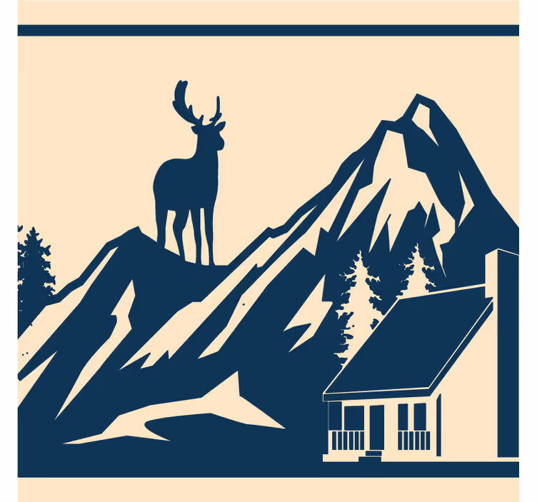 Dessous de verre vintage paysage de montagne avec cerf - TenStickers