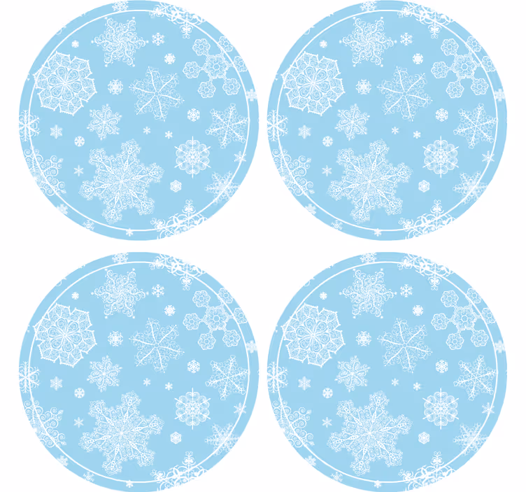 Dessous de verre noël motif flocons de neige cercle - TenStickers