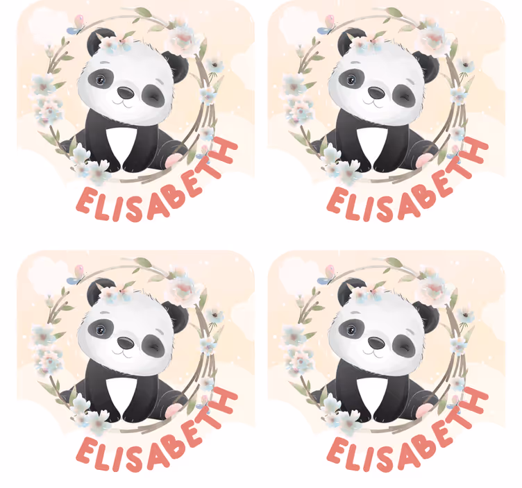Dessous de verre personnalisable panda avec accents floraux - TenStickers