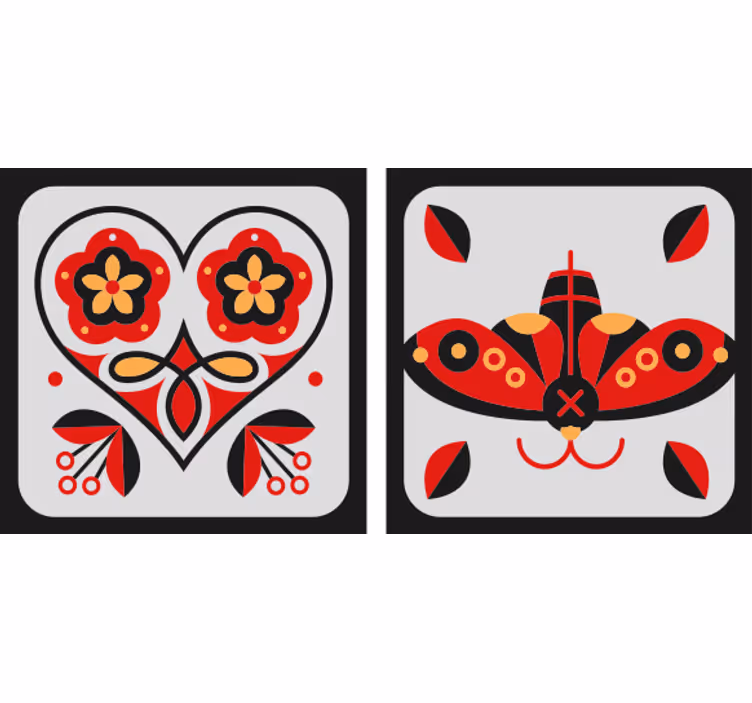 Dessous de verre geek motifs cœur et papillon - TenStickers
