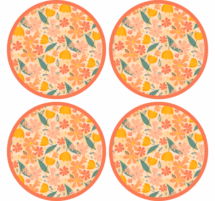 Dessous de verre surface ronde à motifs floraux - TenStickers