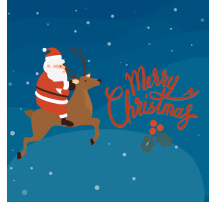Dessous de verre noël père noël sur renne - TenStickers