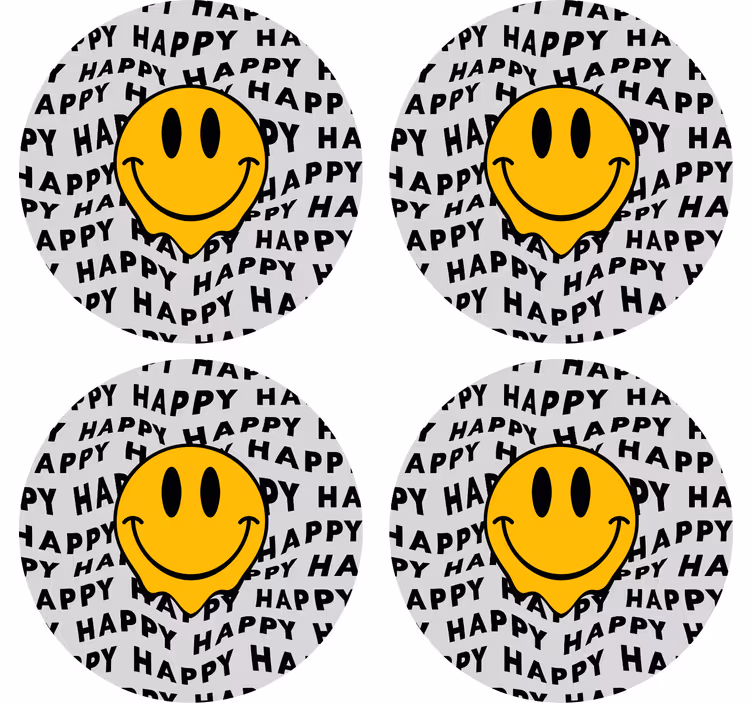 Dessous de verre citation smiley heureux - TenStickers