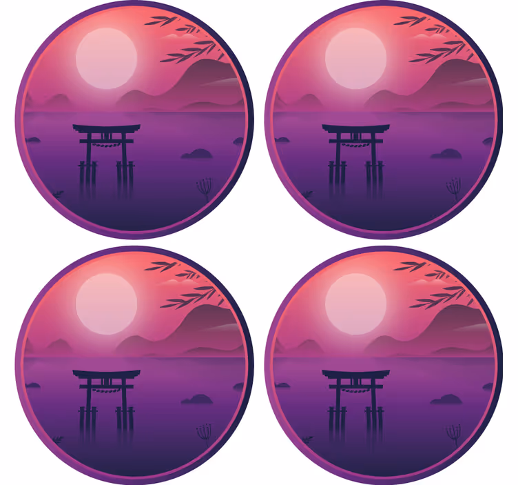 Dessous de verre moderne paysage de coucher de soleil serein - TenStickers