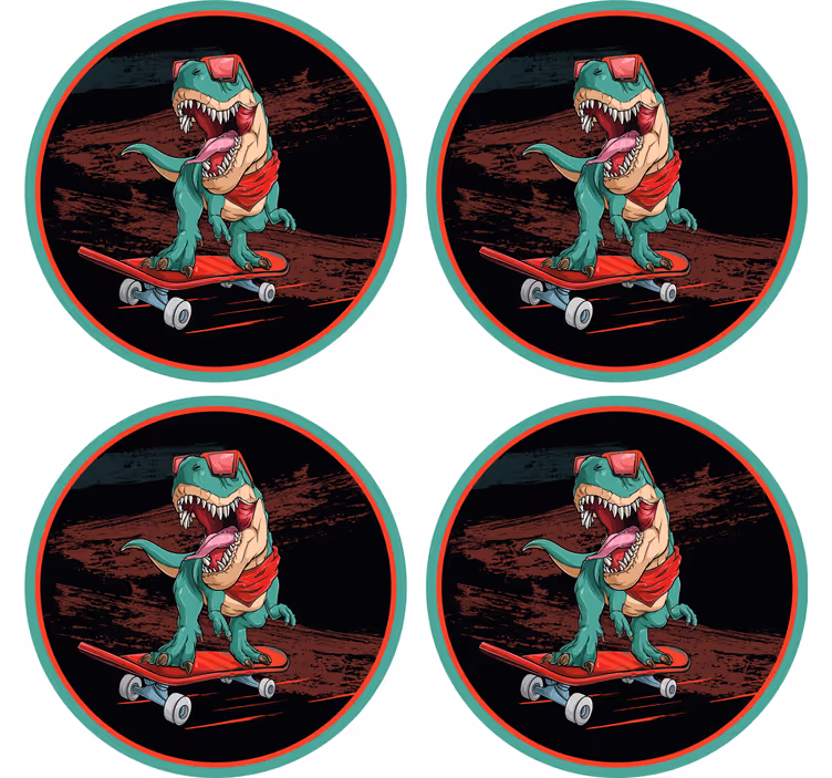 Dessous de verre geek dinosaure skateboard graphique - TenStickers