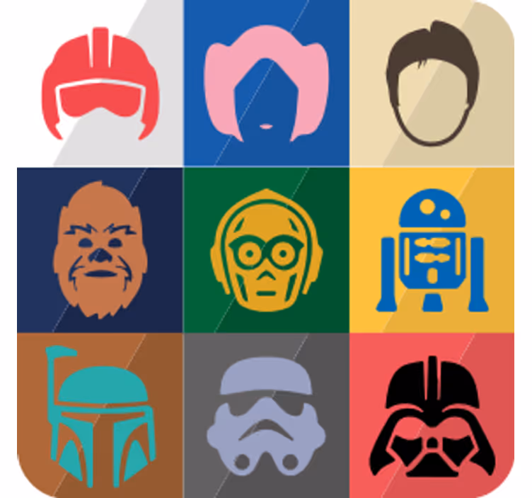 Dessous de verre geek visages de personnages iconiques - TenStickers
