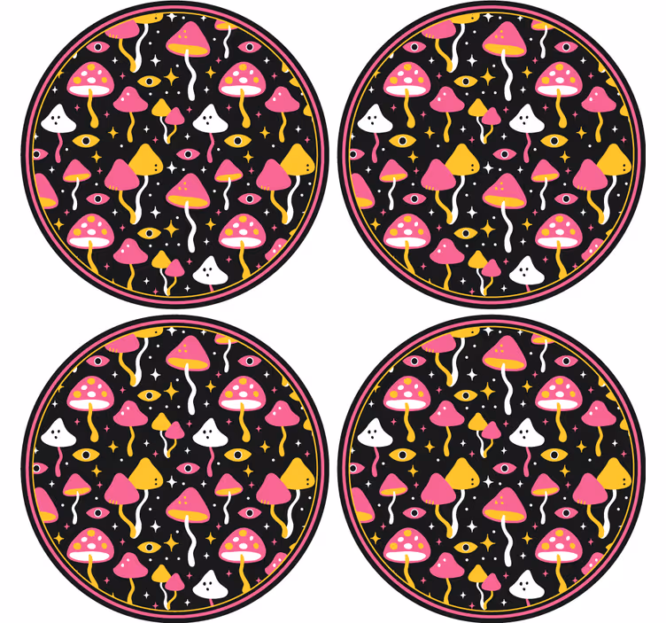 Dessous de verre geek motif de champignons colorés - TenStickers